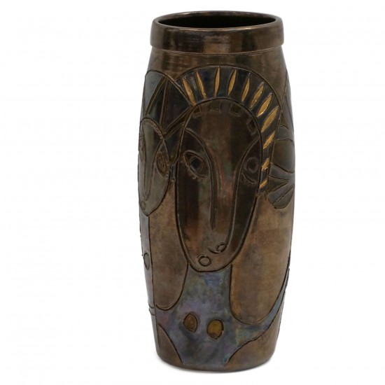 Bronze Glazed Vase with Incised Decoration