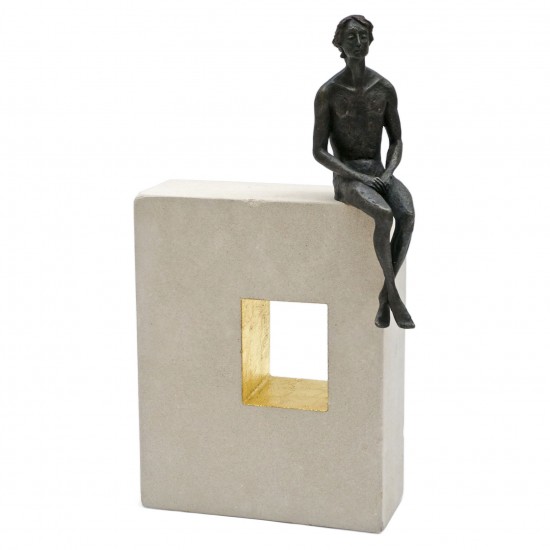 Bronze Figural Sculpture on Sandstone Base
