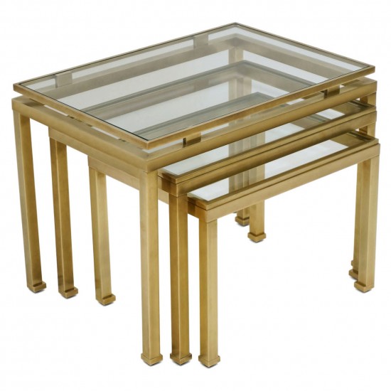 Brass and Glass Nesting Tables by Guy LeFevre