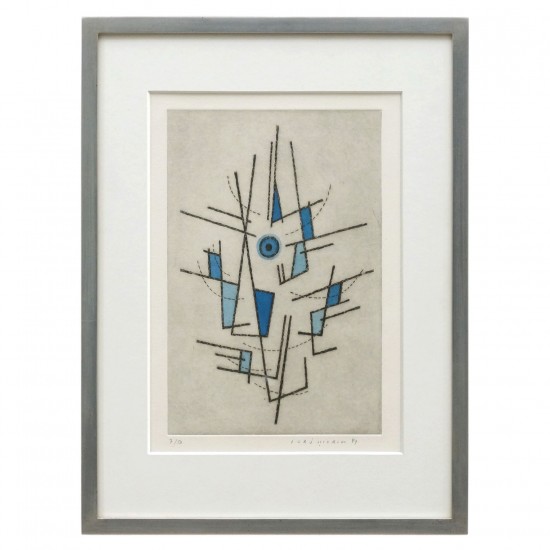 Abstract Hand Colored Lithograph