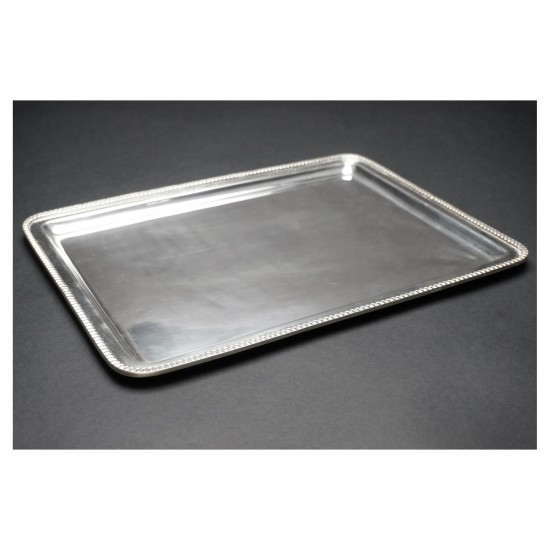French Silver Plate Tray with Gadrooned Edge