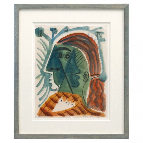 Abstract Watercolor Painting of Woman by Raymond Debieve