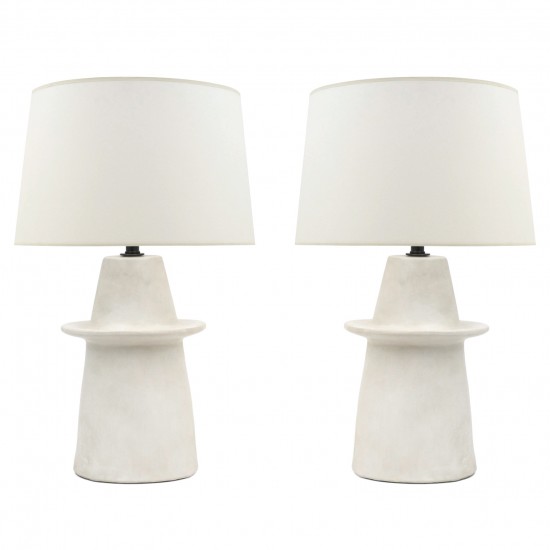 Pair of Off-White Ceramic Table Lamps