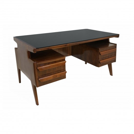 Italian Rosewood Four Drawer Desk