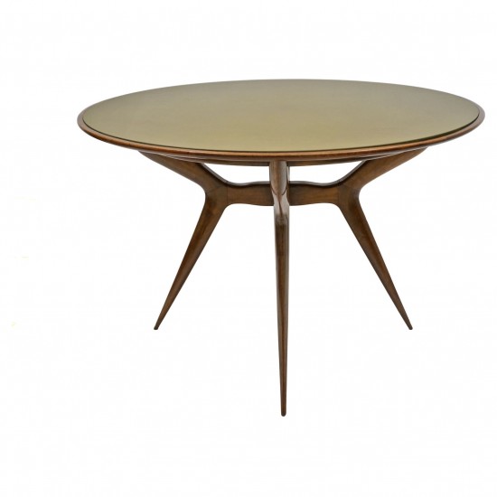 Round Walnut Center Table with Splayed Legs