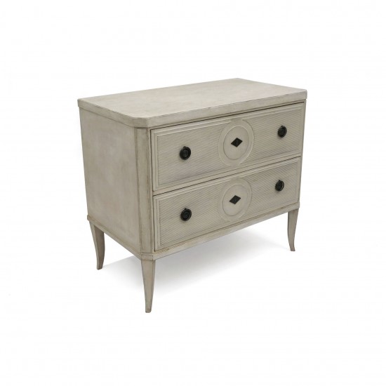 Painted Two Drawer Commode with Ribbed Detailing