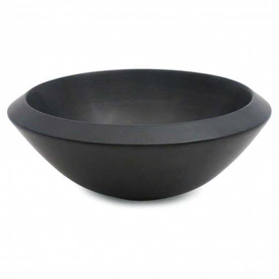 Large Shaped Matte Black Stoneware Bowl