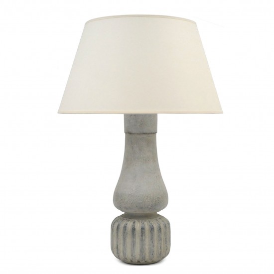Painted Turned Wood Lamp with Reeded Base