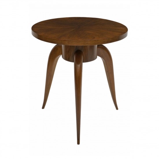 French Round Walnut Table with Tapering Legs