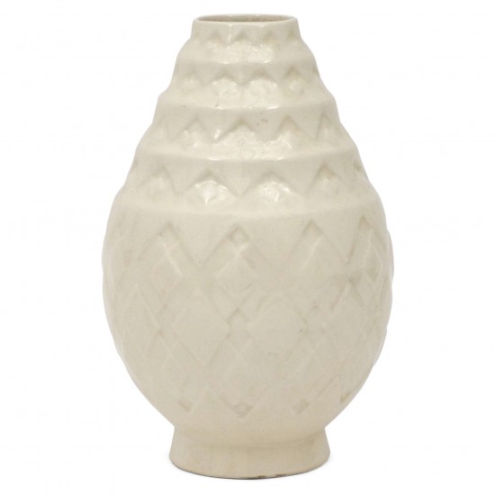 White Art Deco Crackle Glazed Vase