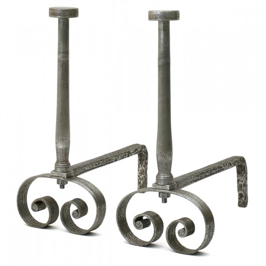 French Polished Steel Andirons