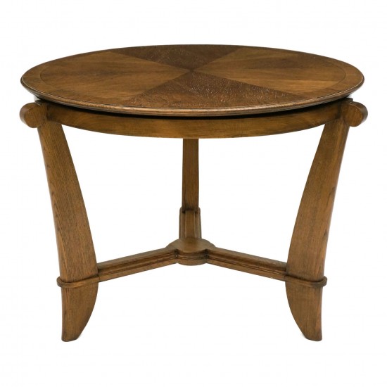 French Circular Oak Side Table with Shaped Legs