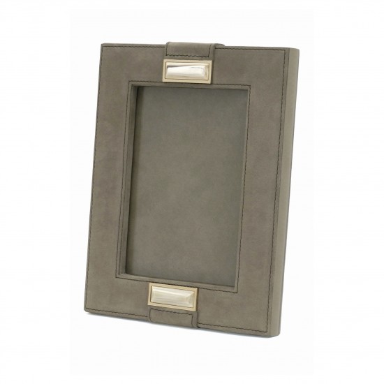 Italian Gray Suede and Horn Picture Frame