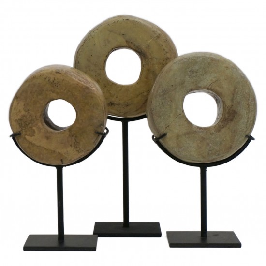 Set of Three Stone Rings on Stands