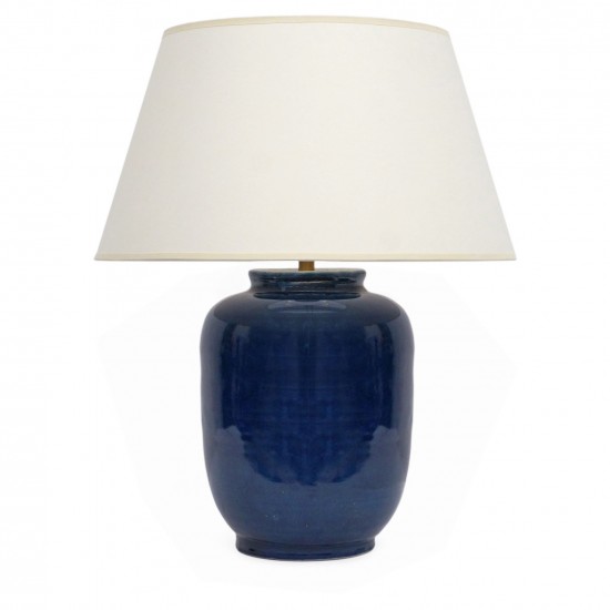 Dark Royal Blue Stoneware Table Lamp, Dark Blue Table Lamp Shade
