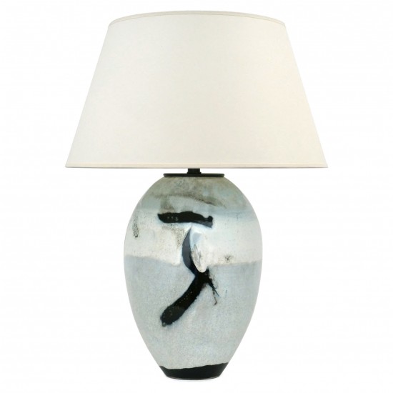 Abstract Ceramic Table Lamp in Light Blue, Black and White