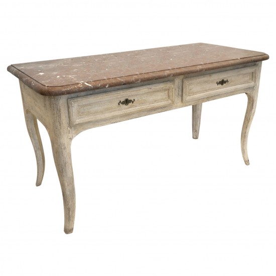 French Painted Console Table with Original Marble Top