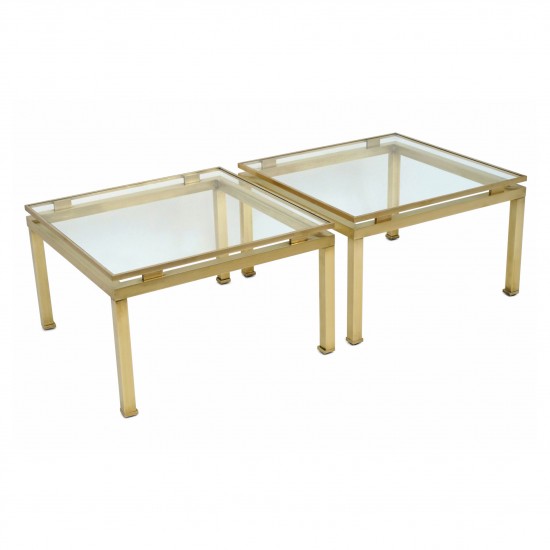 Pair of Glass and Brass Tables