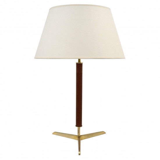 Brass and Leather Clad Table Lamp