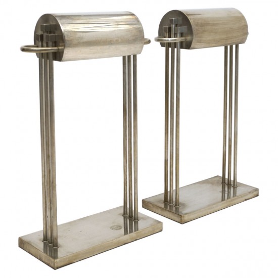 Pair of Nickel over Brass Marcel Breuer Table Lamps