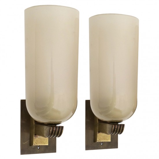 Pair of Murano Glass and Brass Wall Sconces