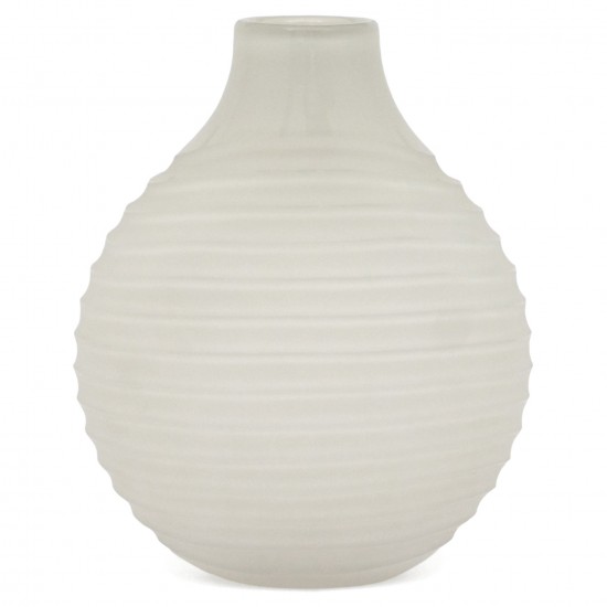Frosted White Ribbed Vase by Orrosfors