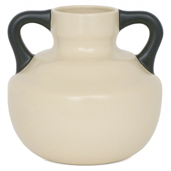 Dutch Cream Vase with Black Handles
