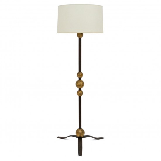 Gilt Iron Standing Lamp with Gilt Sphere Details