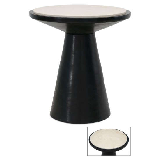 Round Suar Wood Side Table on Pedestal Base