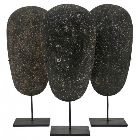 Set of Three Stone Axe Heads on Stands