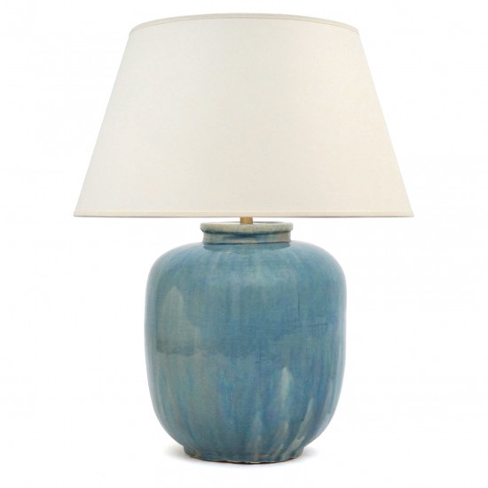 Blue Ceramic Table Lamp With Drip Glaze, Table Lamps Blue Ceramic