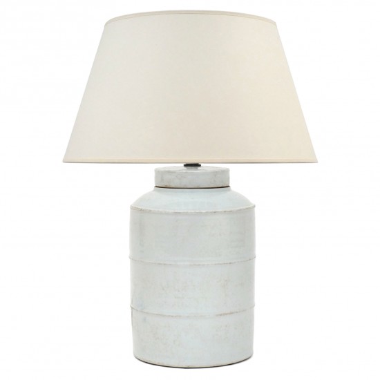 Ribbed White Stoneware Lamp