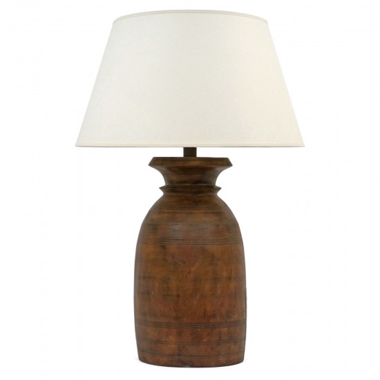 Antique Wood Milkpot Lamp
