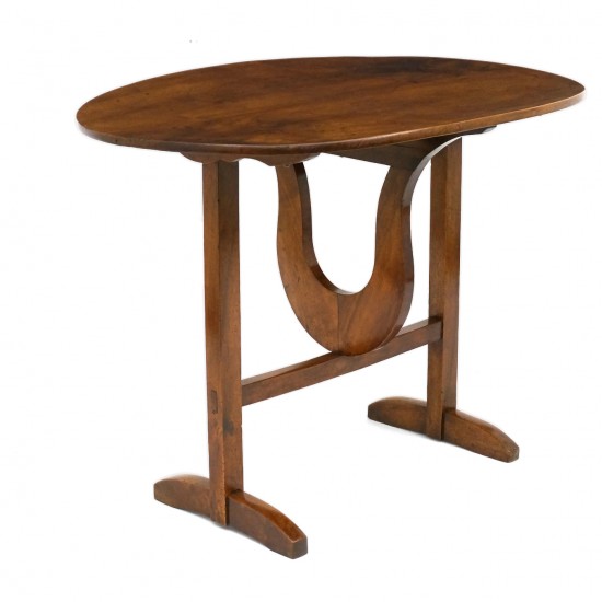 French Oval Walnut Lyre Based Table