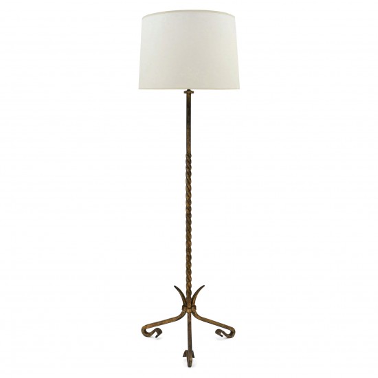 Gilt Iron Standing Lamp with Twist Standard