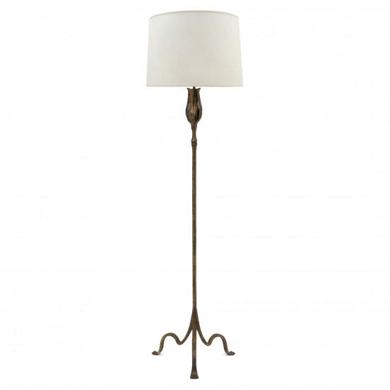 Gilt Iron Standing Lamp with Hammered Standard