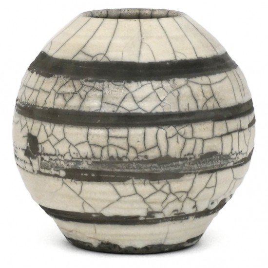 Crackle Glaze Raku Striped Vase