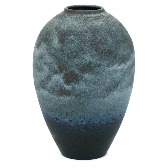 French Blue and Black Studio Vase