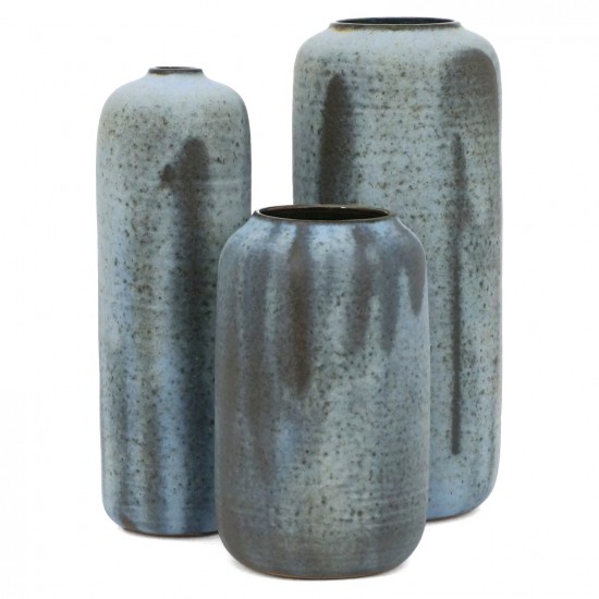 Set of Three Light Blue Vases