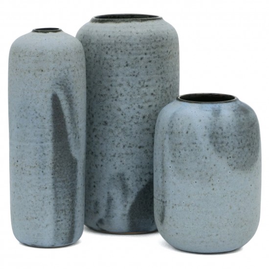 Set of Three Light Blue Vases
