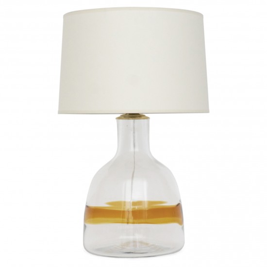 Large Glass Table Lamp with Yellow Stripe