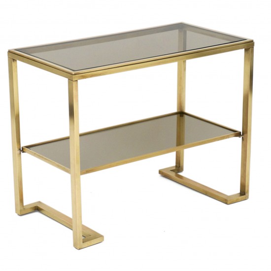 Brass and Glass Two-Tiered Table