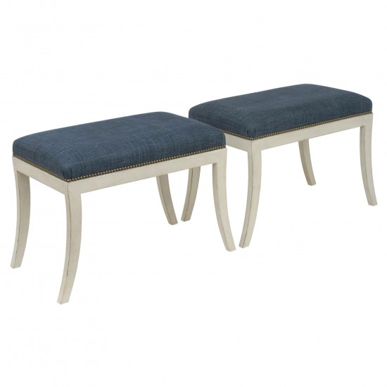 Pair of Painted Benches with Incurvate Legs