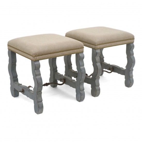 Pair of Painted Os de Mouton Style Benches