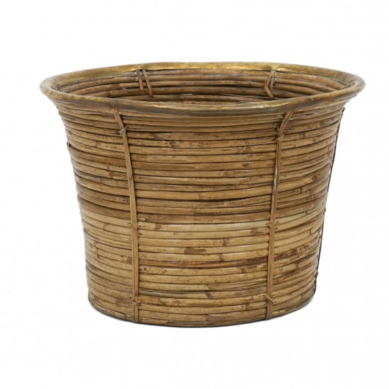 Rattan Basket with Brass Rim