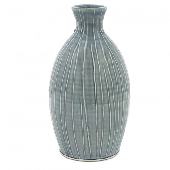 Light Blue Striped Porcelain Vase