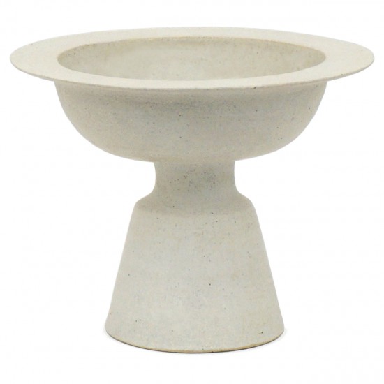 White Ceramic Shaped Bowl on Pedestal by John Born