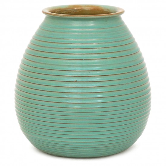 Dutch Turquoise Ribbed Vase