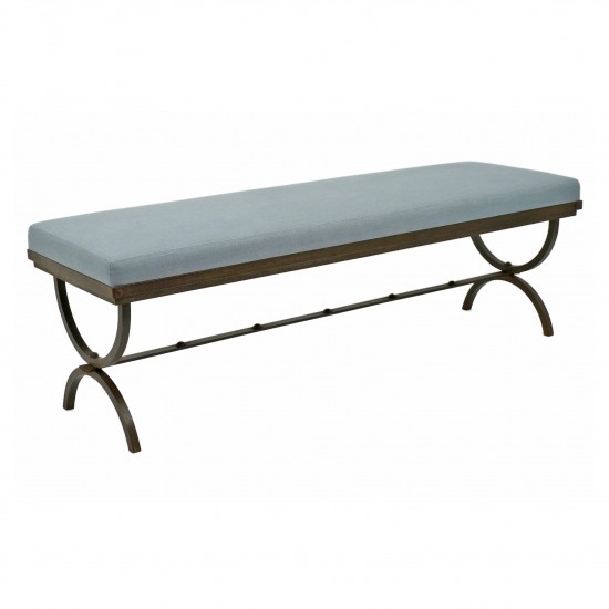 French Iron Bench with Upholstered Seat