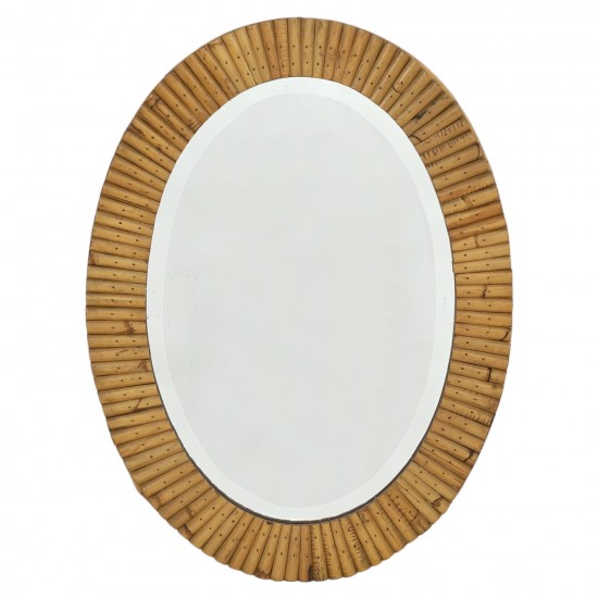 Oval Pieced Bamboo Mirror